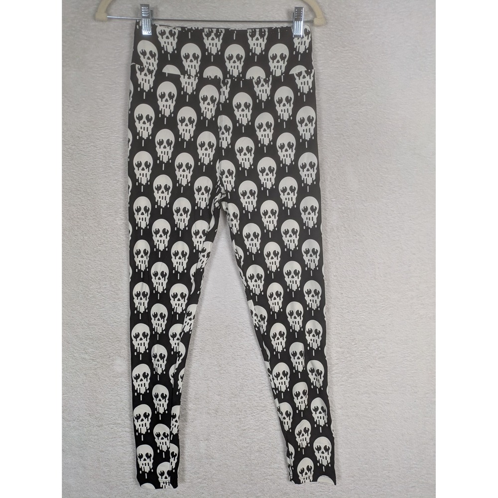 NEW LuLaRoe Leggings Women's OS Black Dripping Skulls Spooky Goth